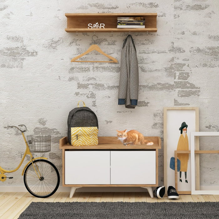Hanah Home Recibidor Arasso Roble y Blanco
